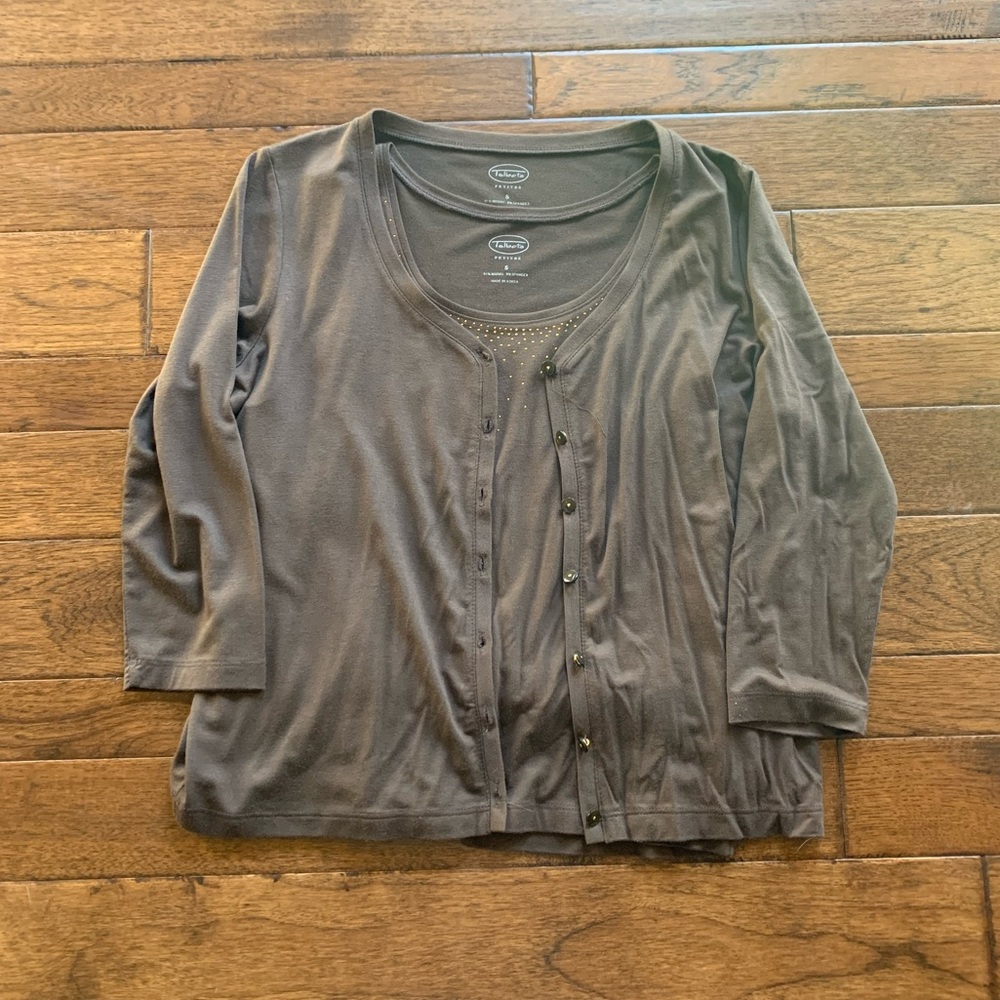 Talbots Brown Tank and Cardigan Size Small Petite